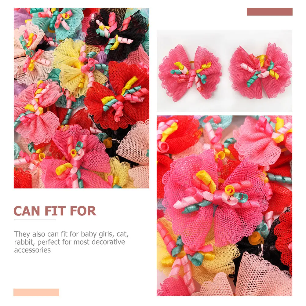 

20 Pcs Dog Head Flower Bow for Hair Pet Hairbands Supplies Accessories Decorations