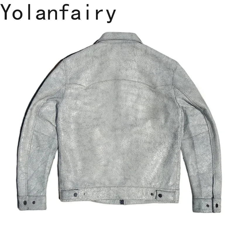 YOLANFAIRY 100% Genuine Leather Jacket Men Fashion Real Sheepskin Leather Coat Man Clothes Luxury Advanced Man Jacket Original