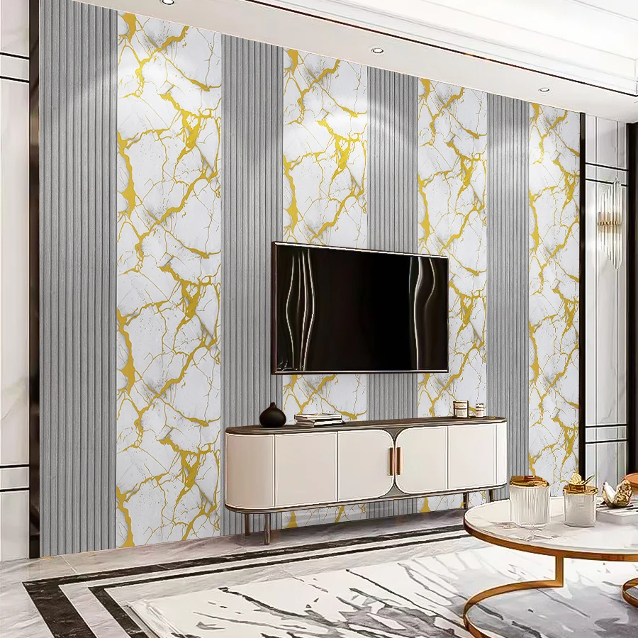 Gold Marmor Wandpaneel 3D Selbstklebende Tapete für Wohnzimmer Schlafzimmer Luxuriöse Moderne Wanddekoration – Detail 7
