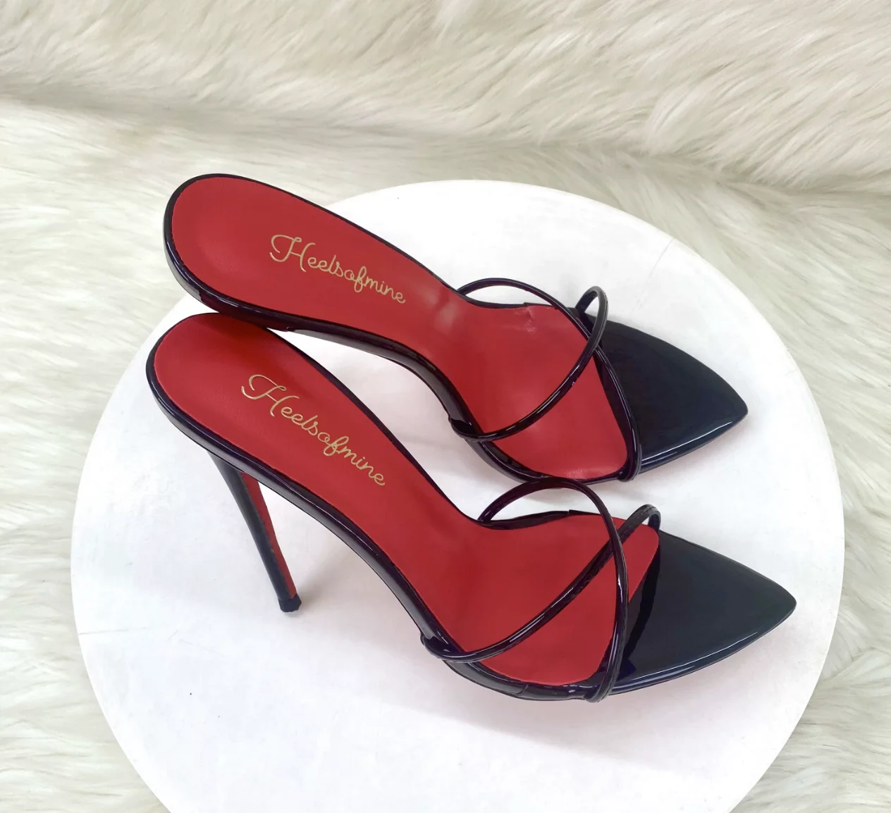 Xia Xin Lacquer Black High Heels Women's Pointed Fine Heels Cross Strapped High Heels Sandals Sexy Outerwear Cool Slippers