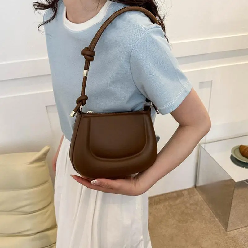 Soft Pu Leather Ladies Crossbody Bag Women Purple Underarm Bag Retro Candy Solid Color Handbag Fashion Design Girl Shoulder Bag