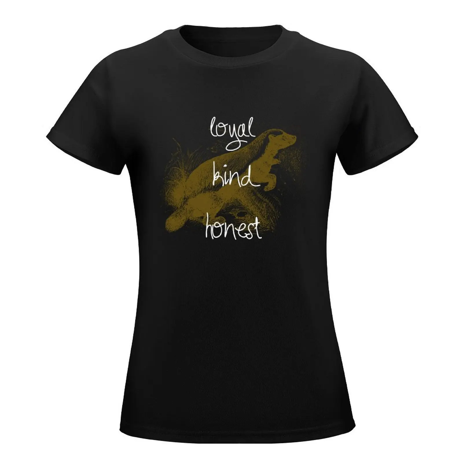 Loyal, Kind and Honest Badger | Magical, Witchcraft and Wizardry T-Shirt Blouse workout shirts for Women loose fit