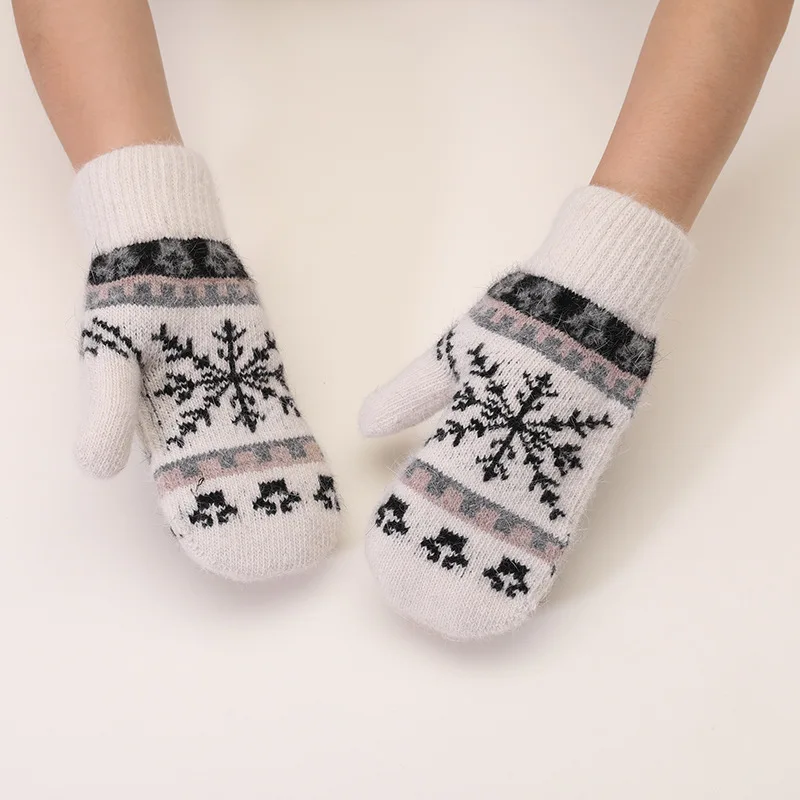 الشتاء الأرنب الفراء الدافئة محبوك القفاز لينة مريحة سميكة الباردة والدليل على قفازات مرونة عالية مناسبة للاستخدام في الهواء الطلق #4