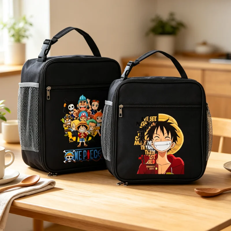 One Piece Lunch Bag Waterproof Portable Insulated Cartoon Anime Luffy Lunch Box Drink Rice Bento Packet Thickened Ice Pouch Gift