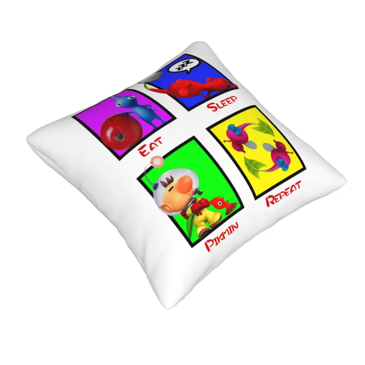 Eat Sleep Pikmin Repeat Square Pillowcase Pillow Cover Cushion Zip Decorative Comfort Throw Pillow for Home Car