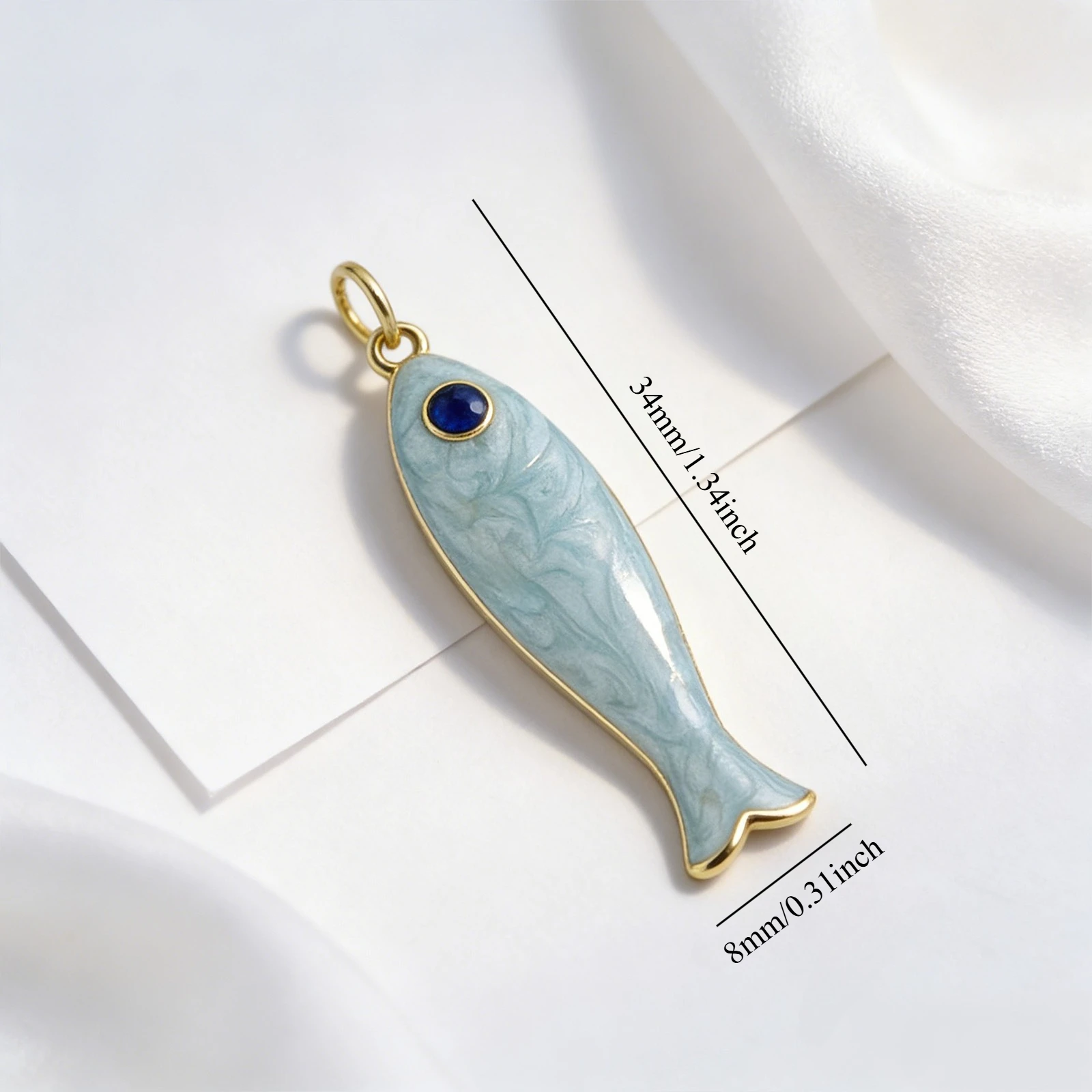 1PC multicolored copper Vintage Slim Long Fish Tiny Pendant DIY Bracelet Necklace Earring Making Ocean Animal Jewelry make view 2