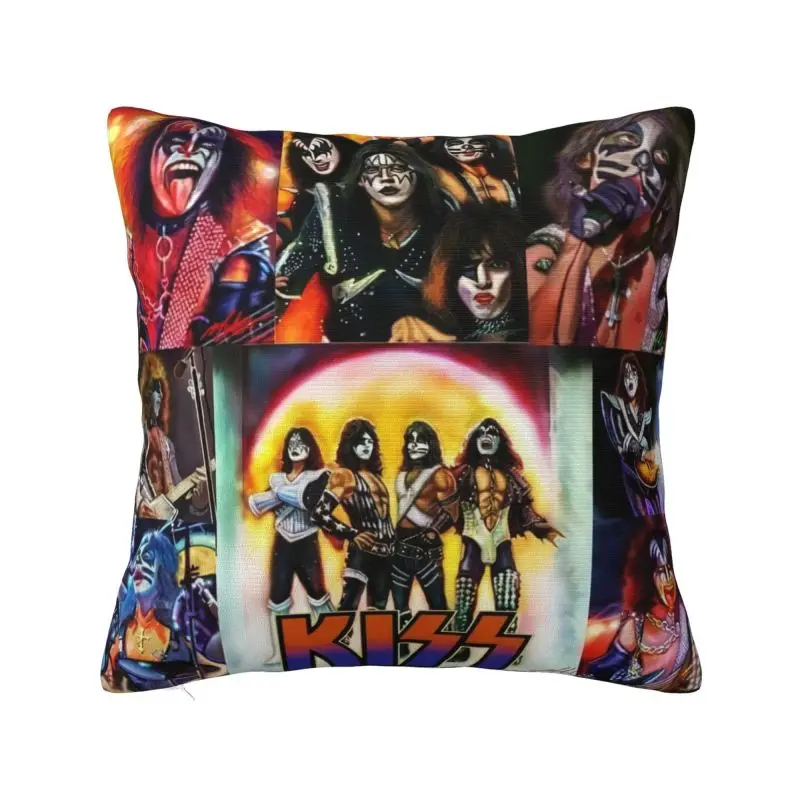 Custom KISSs Rock & Roll All Nite Party Pillow Sofa Heavy Metal Band Luxury Cushion Cover Velvet Pillowcase