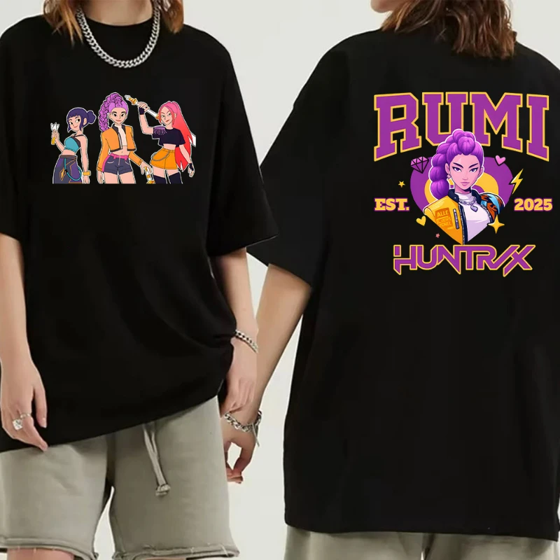 Camiseta Kpop Demon Hunter HuntrX para mujer, camisetas gráficas coreanas, camisetas de manga corta, camiseta Harajuku para mujer, camisas estéticas de moda