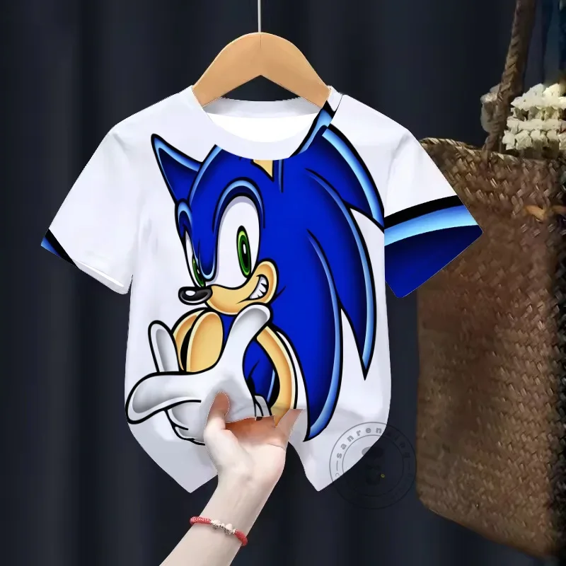 

Sonices The Hedgehog Graphic T-Shirt Summer Hot Trendy Kids Wear Boys Girls 3D Print Short Sleeve Top Comfortable