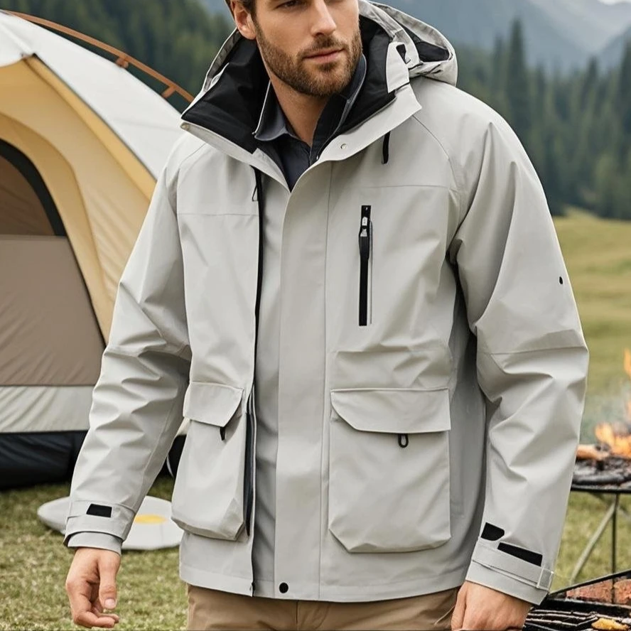 Nueva chaqueta de senderismo antipinchazos para hombre, chaquetas impermeables de otoño, ropa de trabajo con capucha a la moda de otoño, abrigo informal versátil