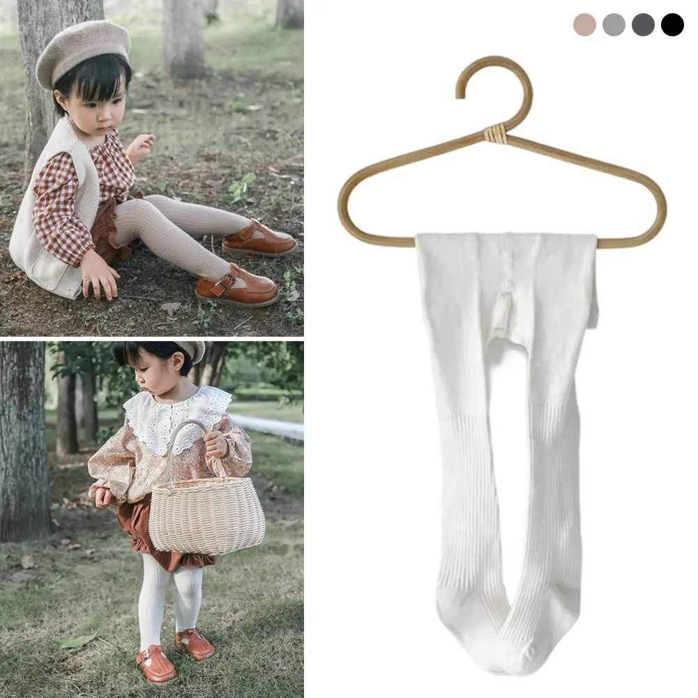 1개 어린이 니트 레깅스 타이츠 컬러 베이비 유아용 롱 삭스 소녀용 신축성 있는 세로 줄무늬 솔리드 팬티호스