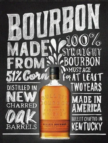Bourbon, Retro Metal Plaque/Sign, Pub, Bar, Man Cave, Novelty Gift