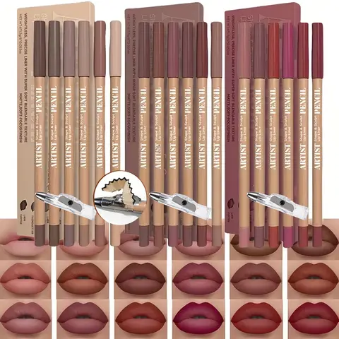 7PCS/SET Lip Makeup Set: 6 matte lip liners + 1 pencil sharpener. Long-lasting matte lip liners with a waterproof formula