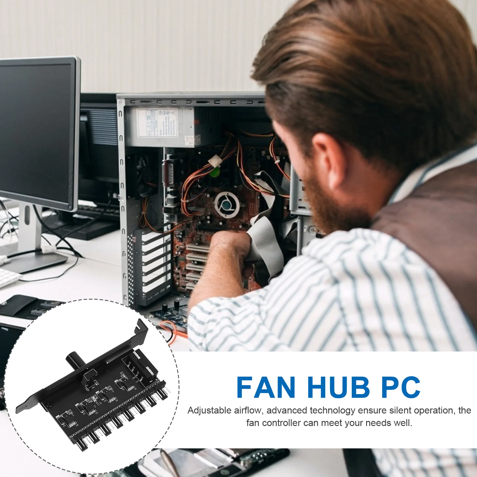 

Chassis Fan Controller 3Pin PWM Adjustable Speed Regulator Cooling Hub Splitter for PC Case Fans Motherboard Compatible