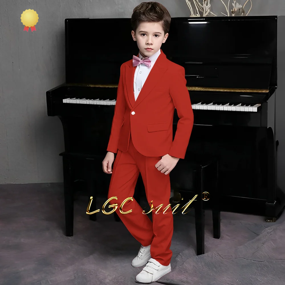 Boy\'s wedding performance pink customized suit 2-piece suit (blazer and trousers) suitable for children aged 2 to 16 years old