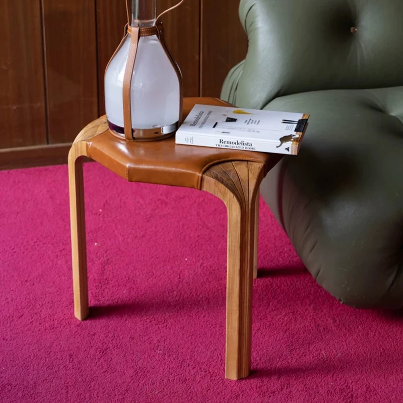 Solid Wood Stool,Luxury Cowhide Stool,Creative Dining Chairs,Shoe Changing Stool,Sofa Footstool,Nordic Furniture,Leisure Seat