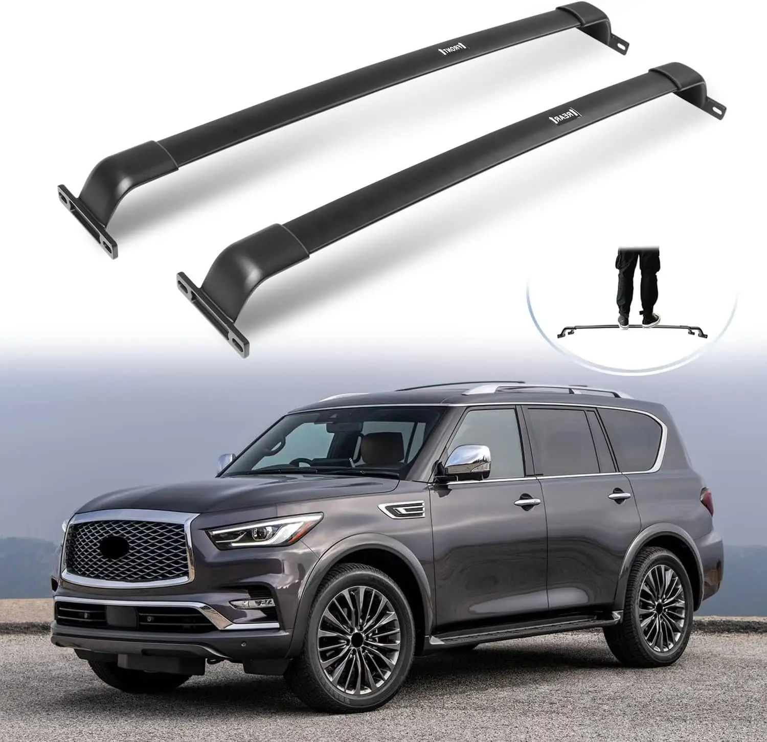 

Upgraded 220LBS Roof Racks Cross Bars for Infiniti QX56 QX80 2010-2024, All Aluminum Alloy Cross Rails for Ski Snowboard Kayak