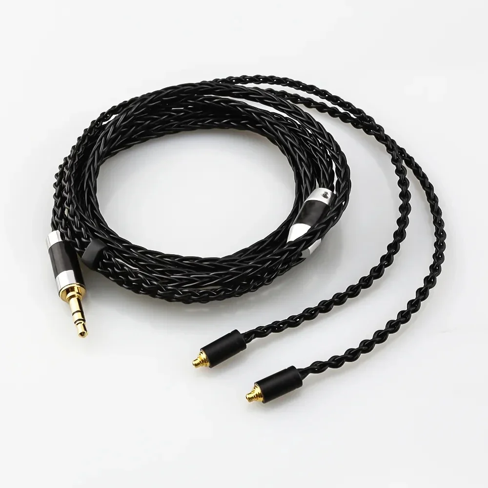 كابل سماعة أذن أسود مطلي بالفضة 8 كور 3.5 ملم 2.5 ملم 4.4 ملم XLR لكابل الصوت Sennheiser IE300 IE900 عالي الجودة