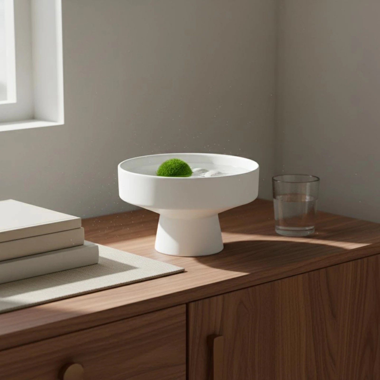 Water-Culture Vessel Shallow Pedestal Planter Plastic Planter Minimalist Plant Pot Round