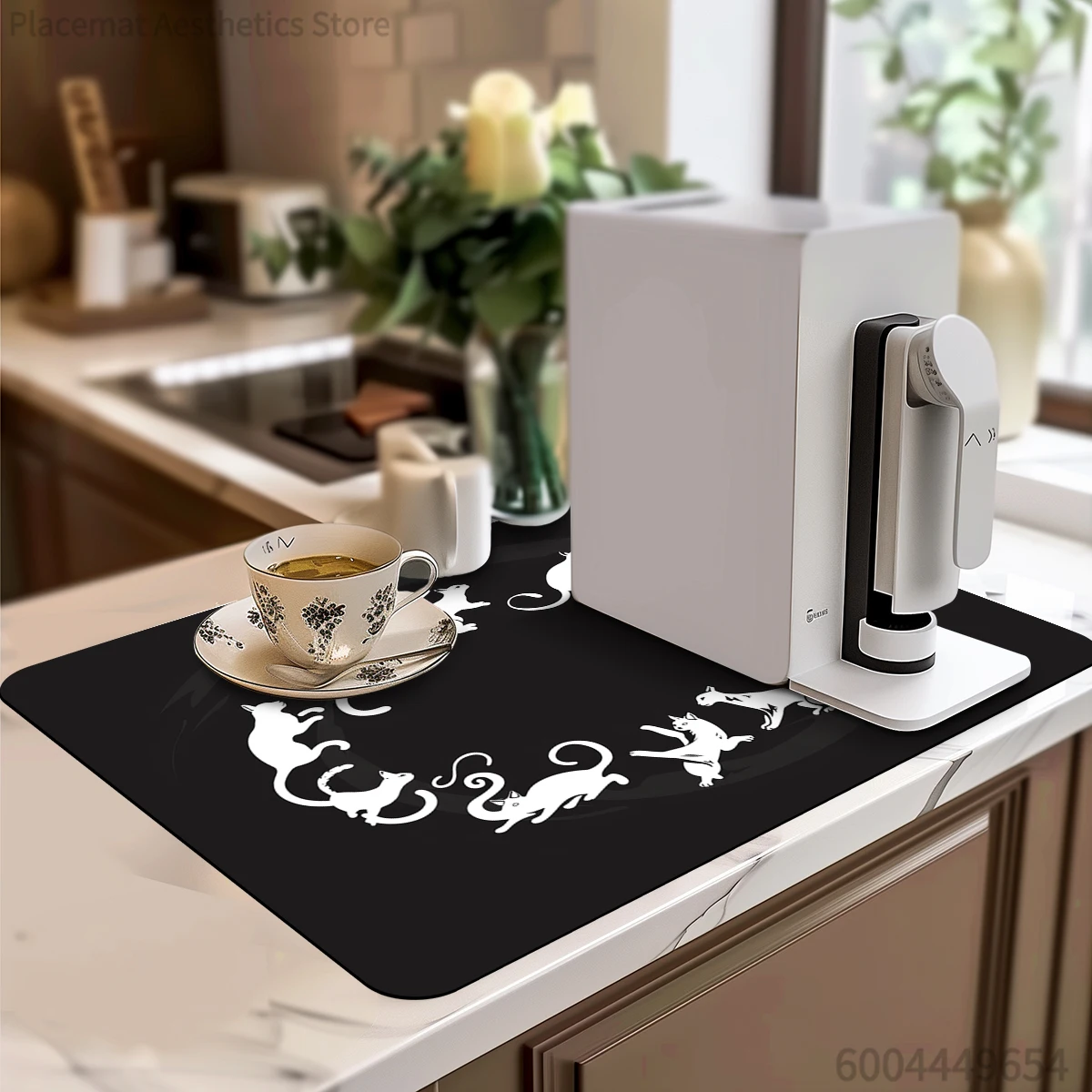 Large Kitchen Absorbent Mat Simple Silhouette Antiskid Draining Coffee Dish Drying Mat Quick  Bathroom Drain Pad Tableware Mat