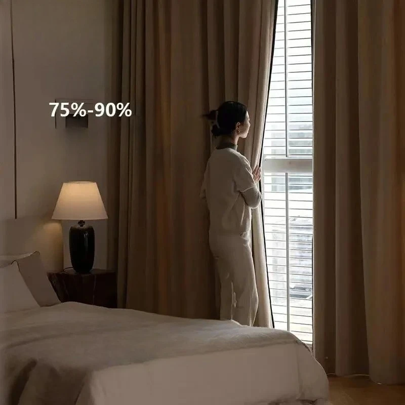 

Custom Size Chenille Fashion Luxury European Blackout Curtains for Living Dining Room Bedroom Thickened Retro White Tulle Simple