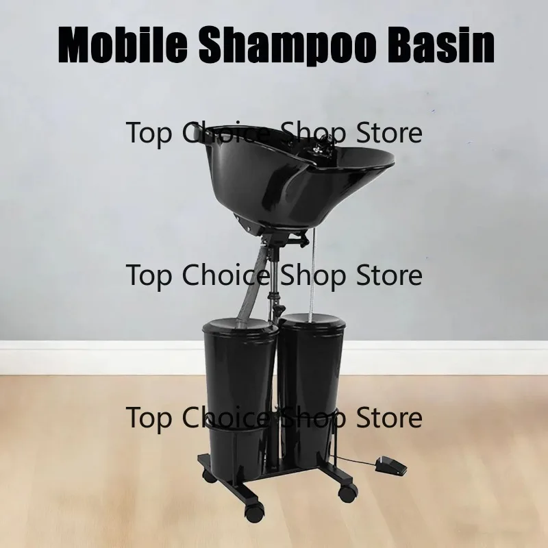 -Porta-ble Vertical Shampoo Basin Double Bucket Electric Flush Barber Shop Lightweight Flush Basin