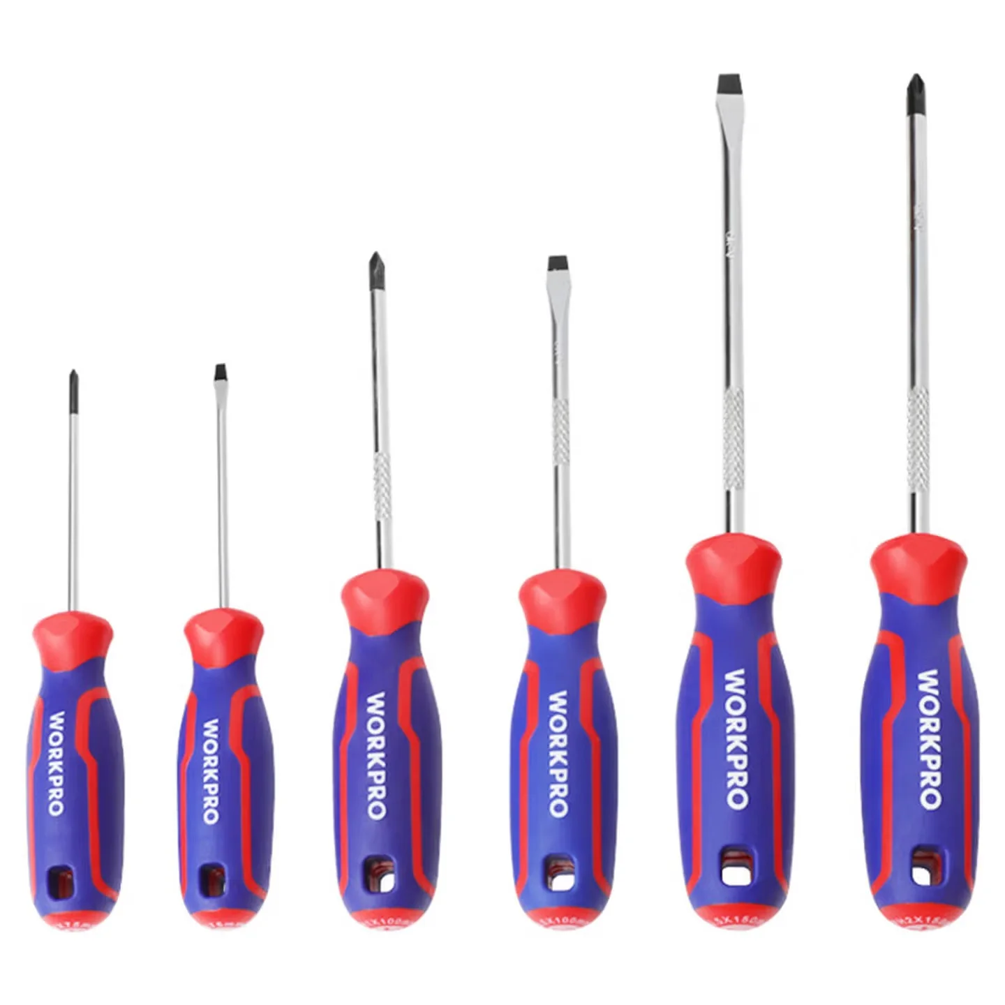 WORKPRO WP200504 6PC Cr-V Screwdriver Set Magnetic Non-slip Tool Accessories