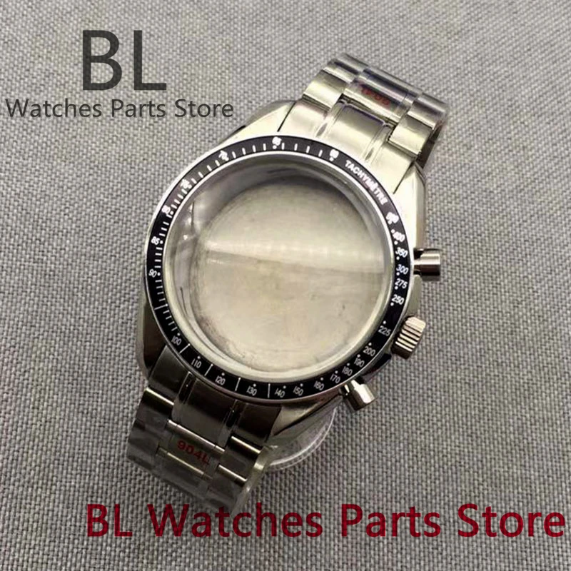 BL 39mm Silver Black Stainless Steel Watch Case For VK63 Movement Modified Replacement Watch Accessories Sapphire Glass image 2
