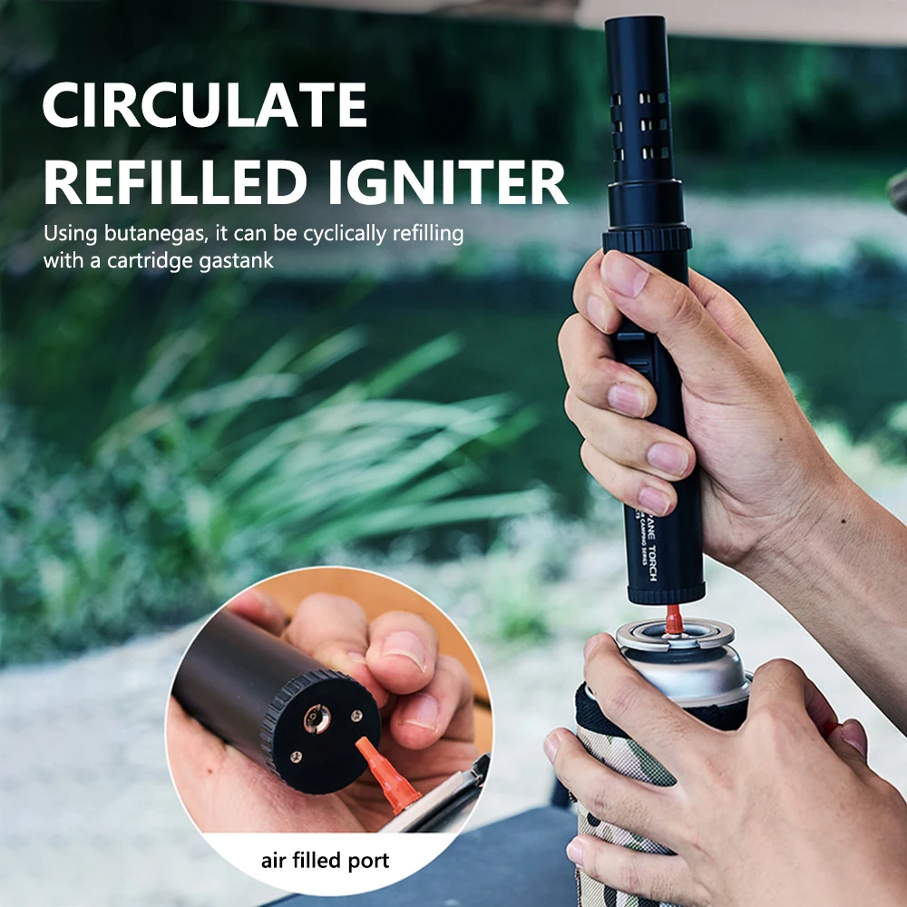 Outdoor Igniter Camping GasTorch Portable Burners Charcoal Burning Tool Picnic BBQ Cooking Flamethrower Circulate Refilled