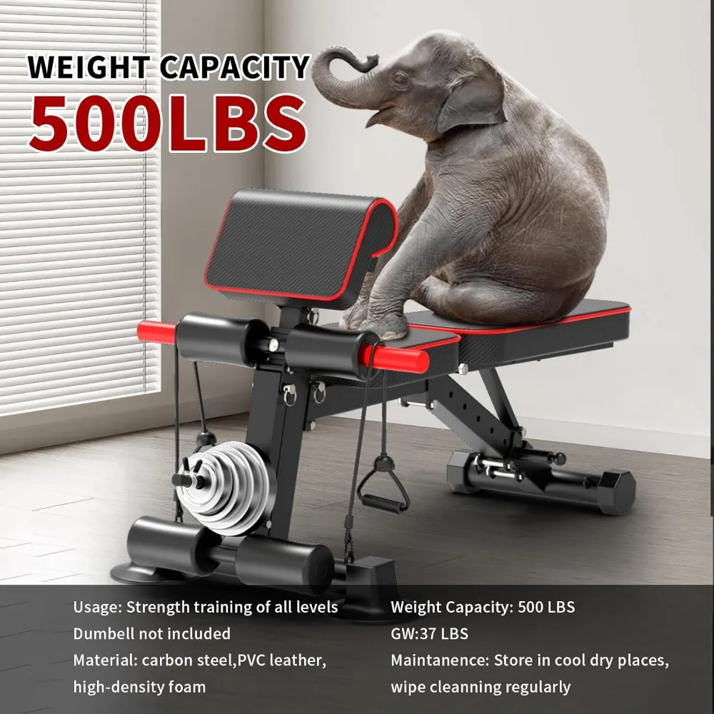 مقعد تمرين متعدد الاستخدامات قابل للطي لصالة الألعاب الرياضية المنزلية مع أوضاع مائلة ومنفصلة، يدعم ما يصل إلى 330 رطلاً
