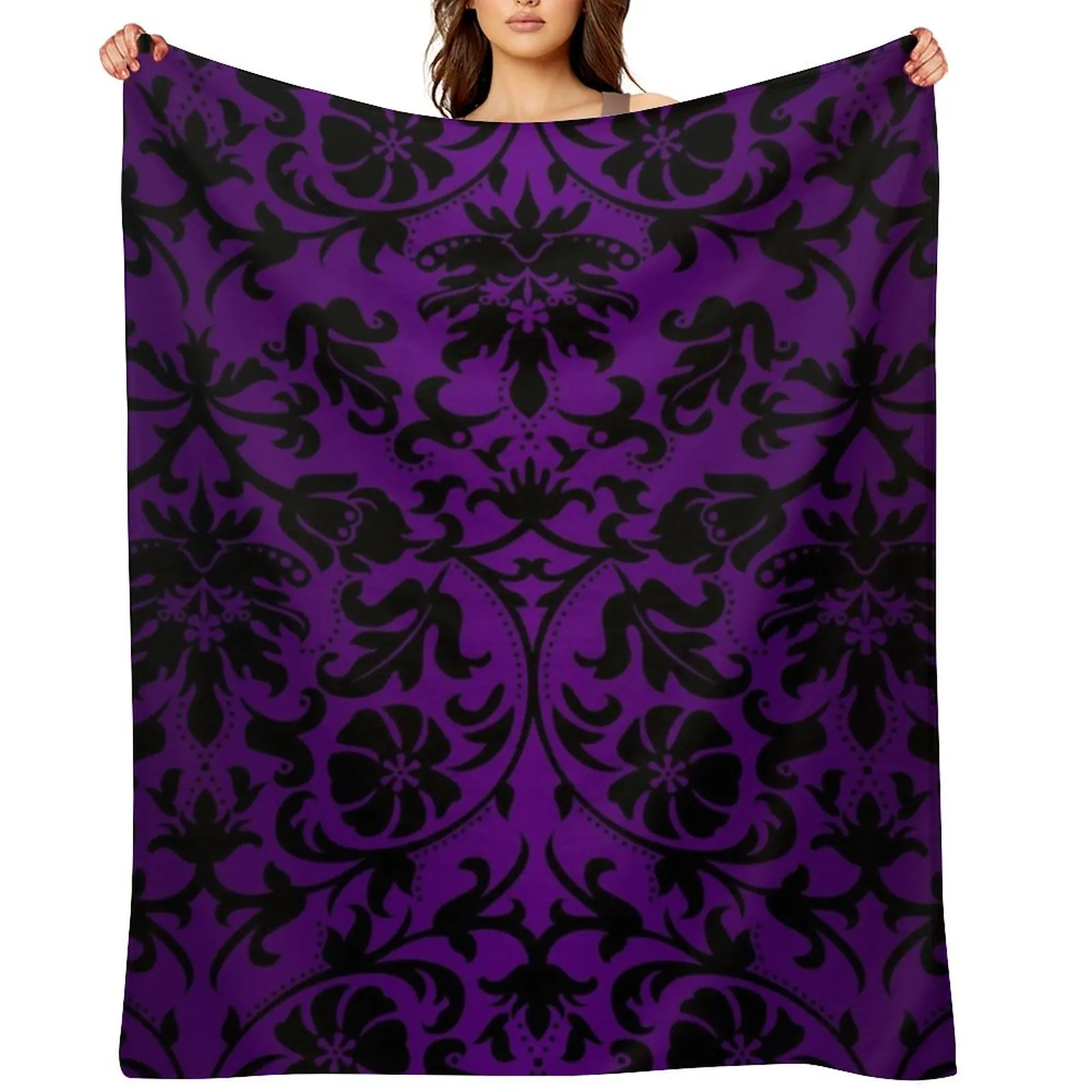 

Purple and Black Damask Pattern Design Throw Blanket warm winter sofa bed anime Baby Blankets