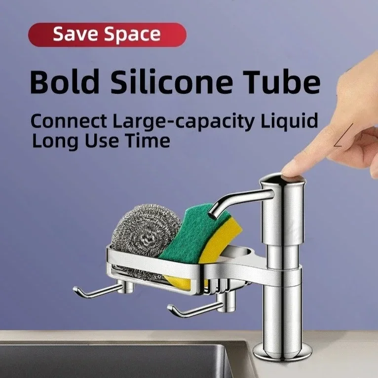 

Dish Soap Dispenser for Kitchen Sink Dispenser Countertop Soap Dispenser Pump with Storage Rack Extension Tube Kit, Under Sink
