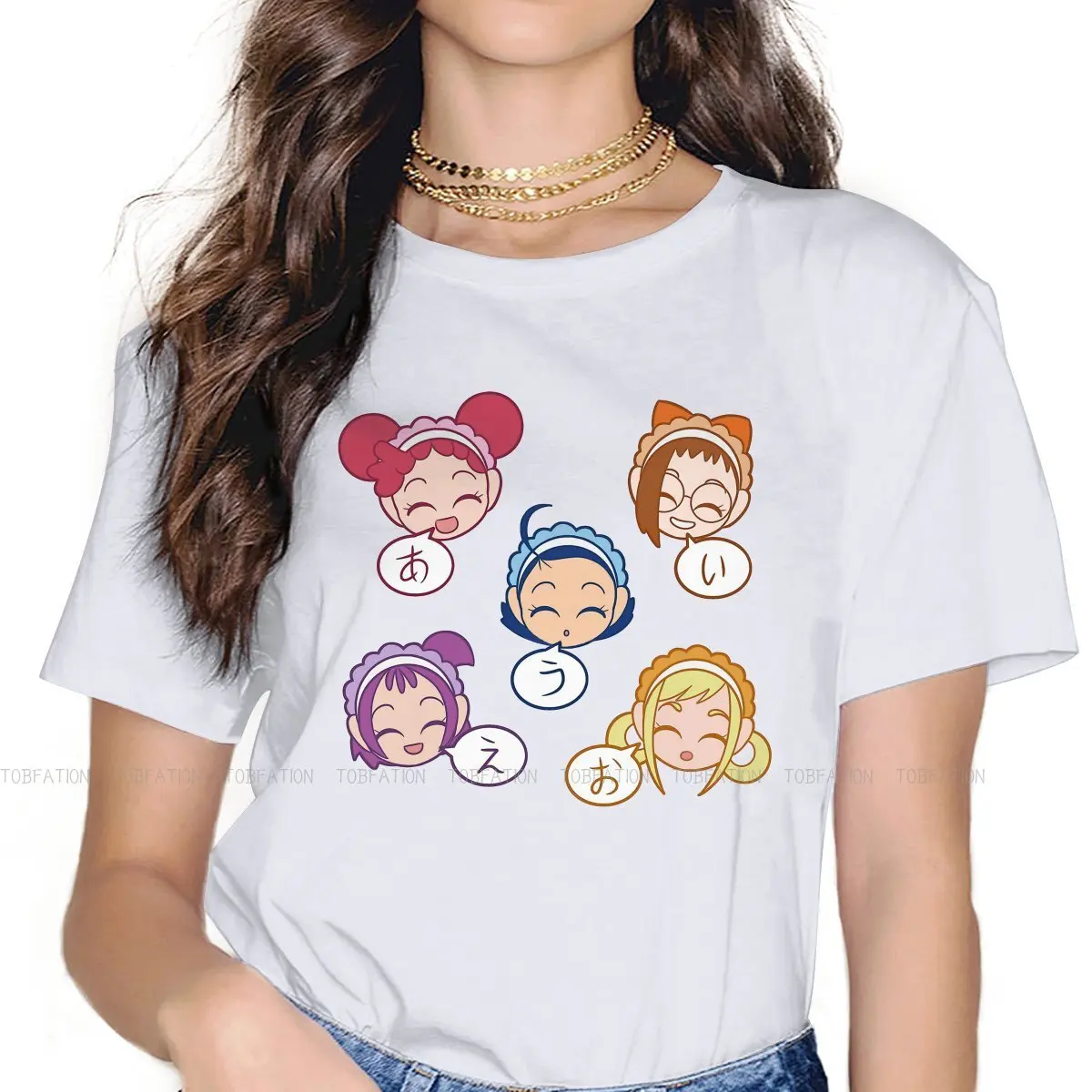 Sweet Song ABC Women Clothing Ojamajo Doremi Graphic Female Tshirts Vintage Graphic Loose Tops Tee Kawaii Girls Streetwear