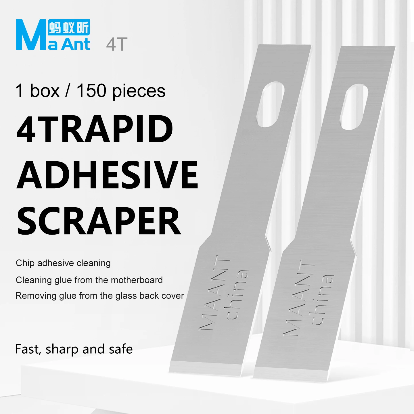 MAANT 150PCS/BOX 4T Speed Shovel Anti-corrosive Rust-proof CPU Glue Remover Bevel Blade Adhesive Removal Mobile Phone Repair