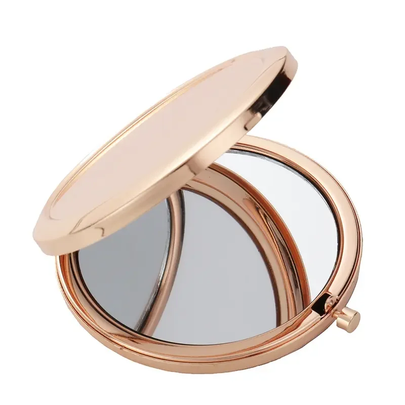 10 Pieces Sublimation Blank Magnifying Compact Mirror for Purses with 2 x 1x Magnification Rose Gold Folding Mini Pocket Mirror
