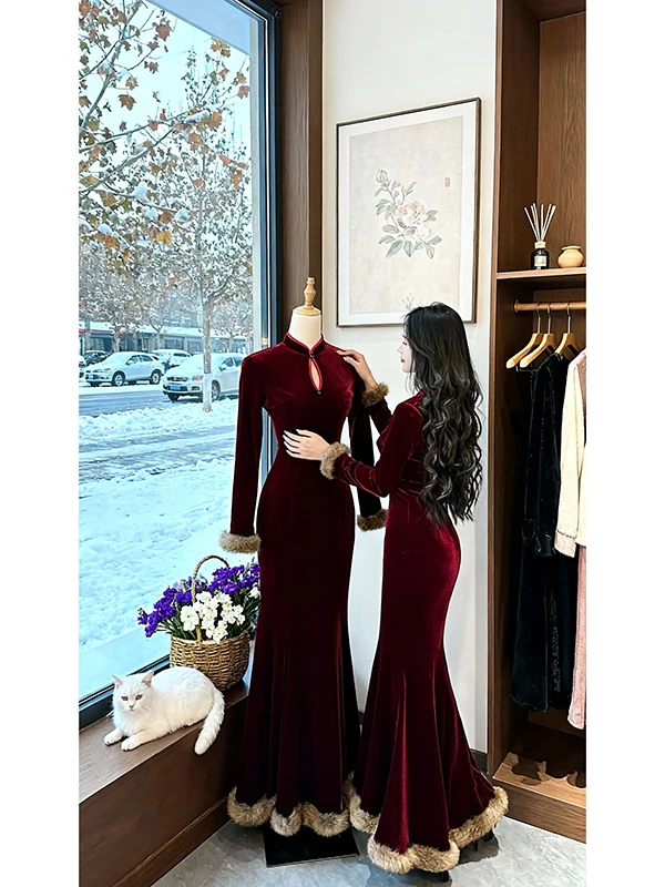 

Red New Chinese Style Women's Wrap Dress High End Elegant Fit Body Skirt Dress 2025 New Arrival Trendy Popular