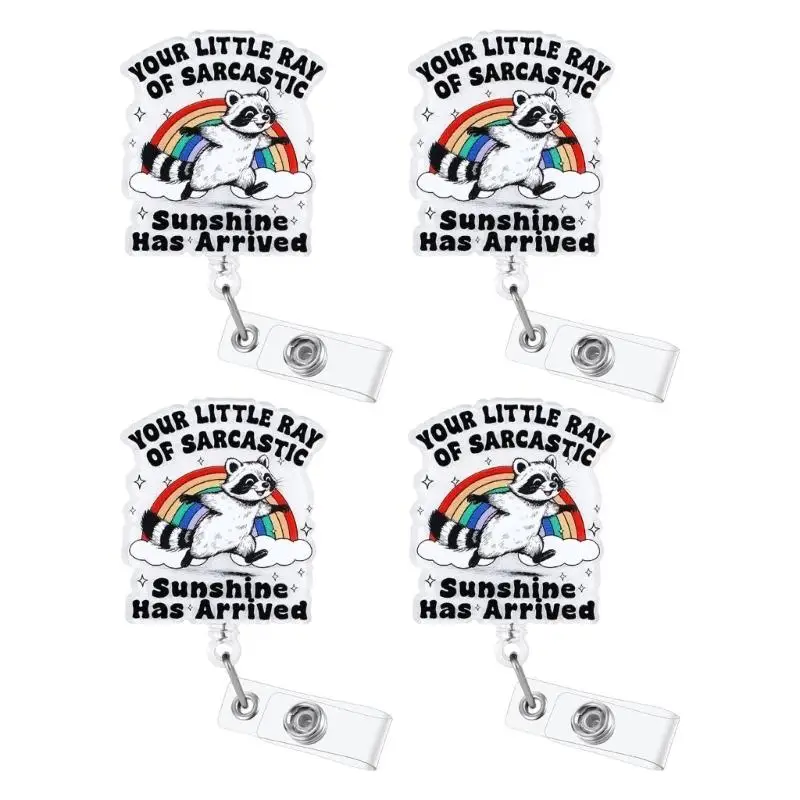 31BB Pack Of 4Acrylic Animal Shaped Badge Holders Rotating Clip for Identity Card