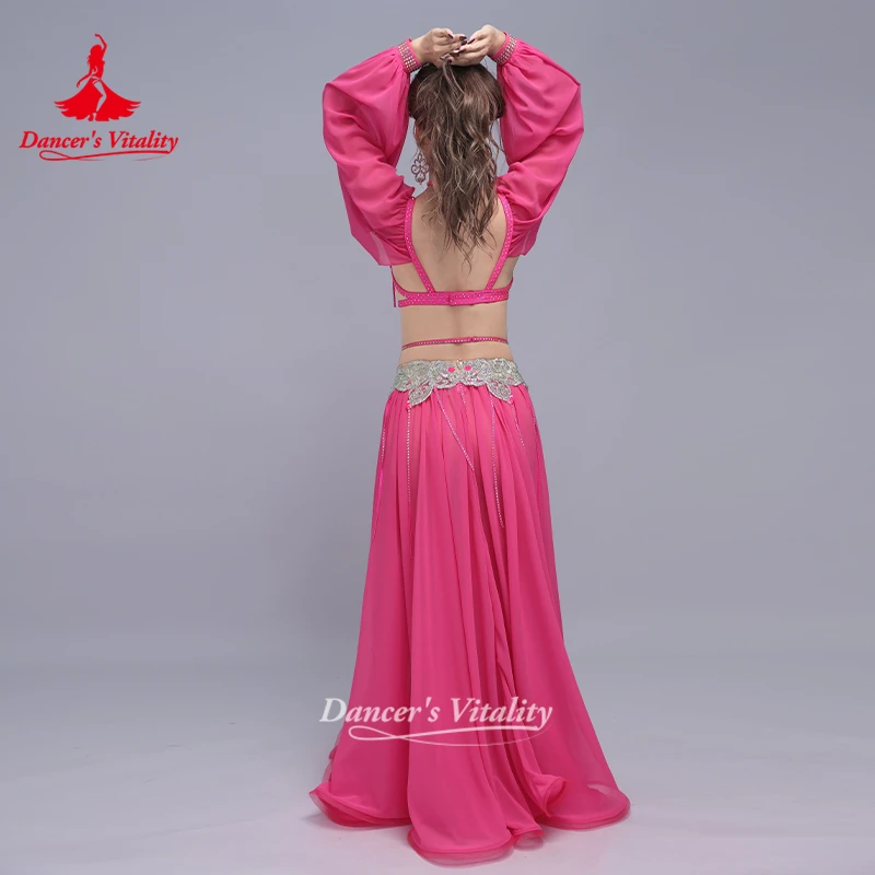 BellyDance Performance Costume Women's Senior AB Stones Bra+Chiffon Long Skirt 2pcs Oriental Dance Outfit Dancer's Vitality