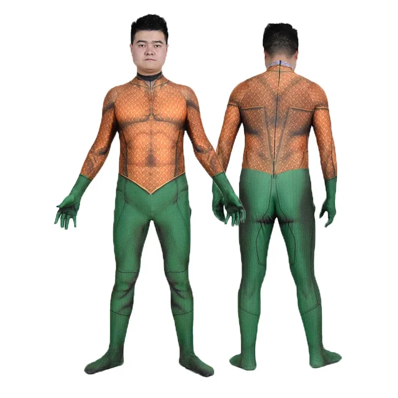 Film na Halloween Aquaman Mera przebranie na karnawał superbohater Arthur Curry Orin Zentai body kombinezony dla dorosłych dzieci