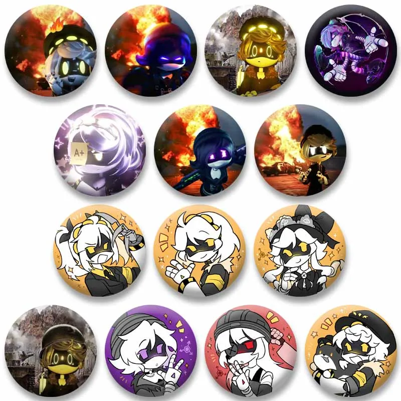 Horror Anime Murder Drones Badges Pins for Clothes Cyn N J Cartoon Round Brooches on Backpack Briefcase Decoration Accessories