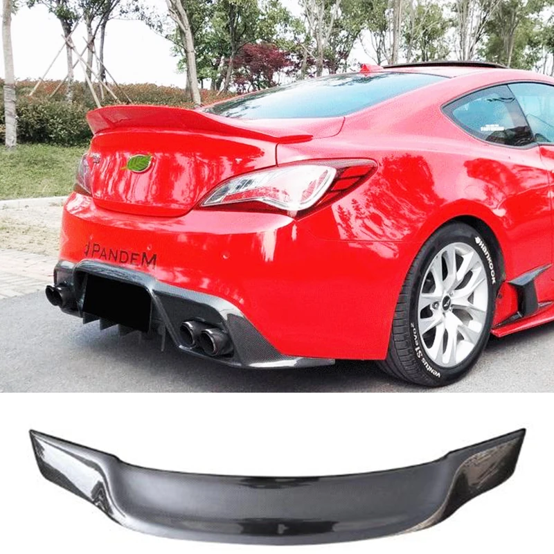 For Hyundai Rohens Genesis Car Rear Lip Spoiler Trim Black Carbon Tail Trunk Wing 2009 2010 2011 2012 Luggage Compartment Tail