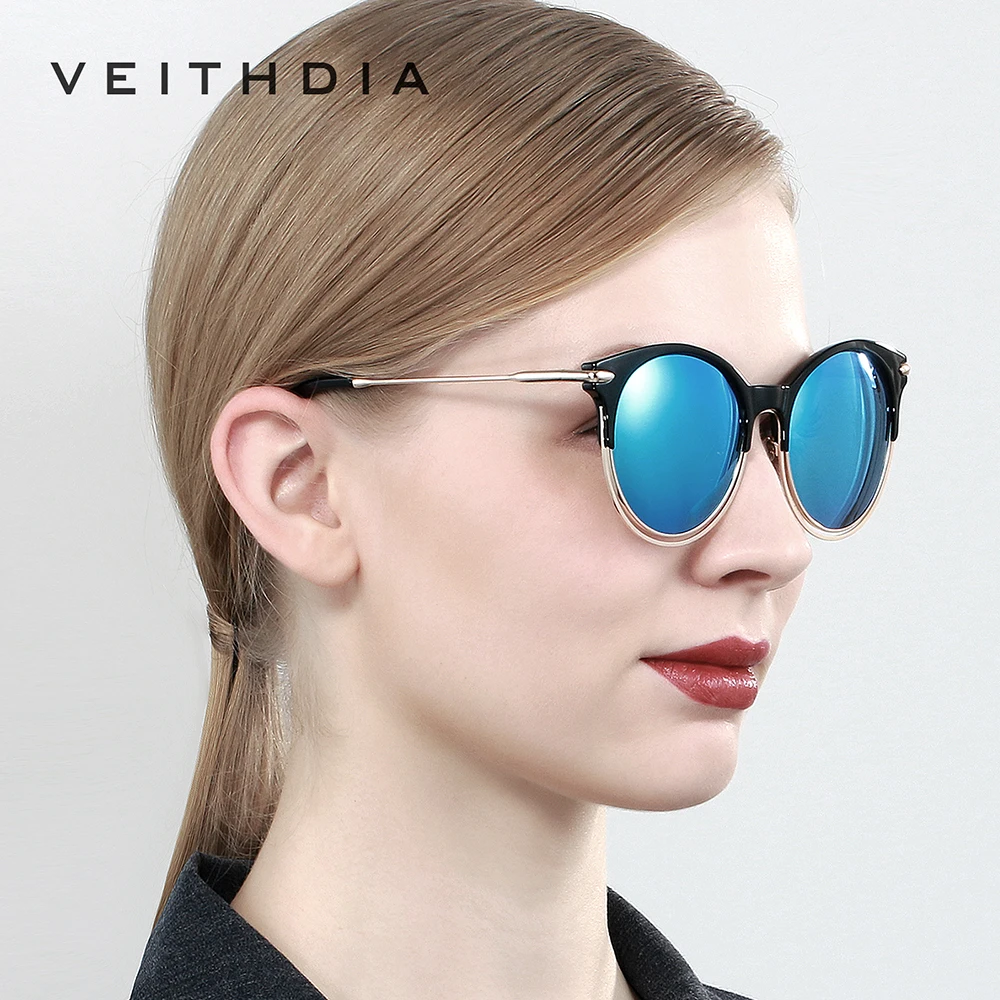 VEITHDIA Brand Alloy+TR90 Women\'s Polarized UV400 Lens Mirror Sun Glasses Eyewear Vintage Outdoor Sunglasses For Female V3029
