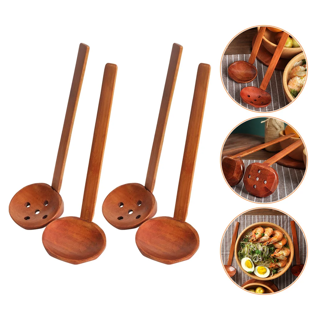 

1Set High Quality Wooden Soup Spoon Set Includes Slotted Spoon for Soup Ramen Serving Ladle Strainer Kitchen Tools Wooden