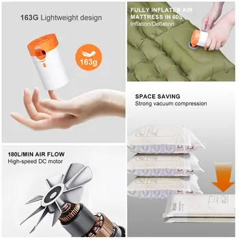 二合一迷你乾電池氣泵無線空氣壓縮機露營充氣放氣泵,適用於室內/室外充氣設備 10 最佳銷售 充氣床墊泵 - №9