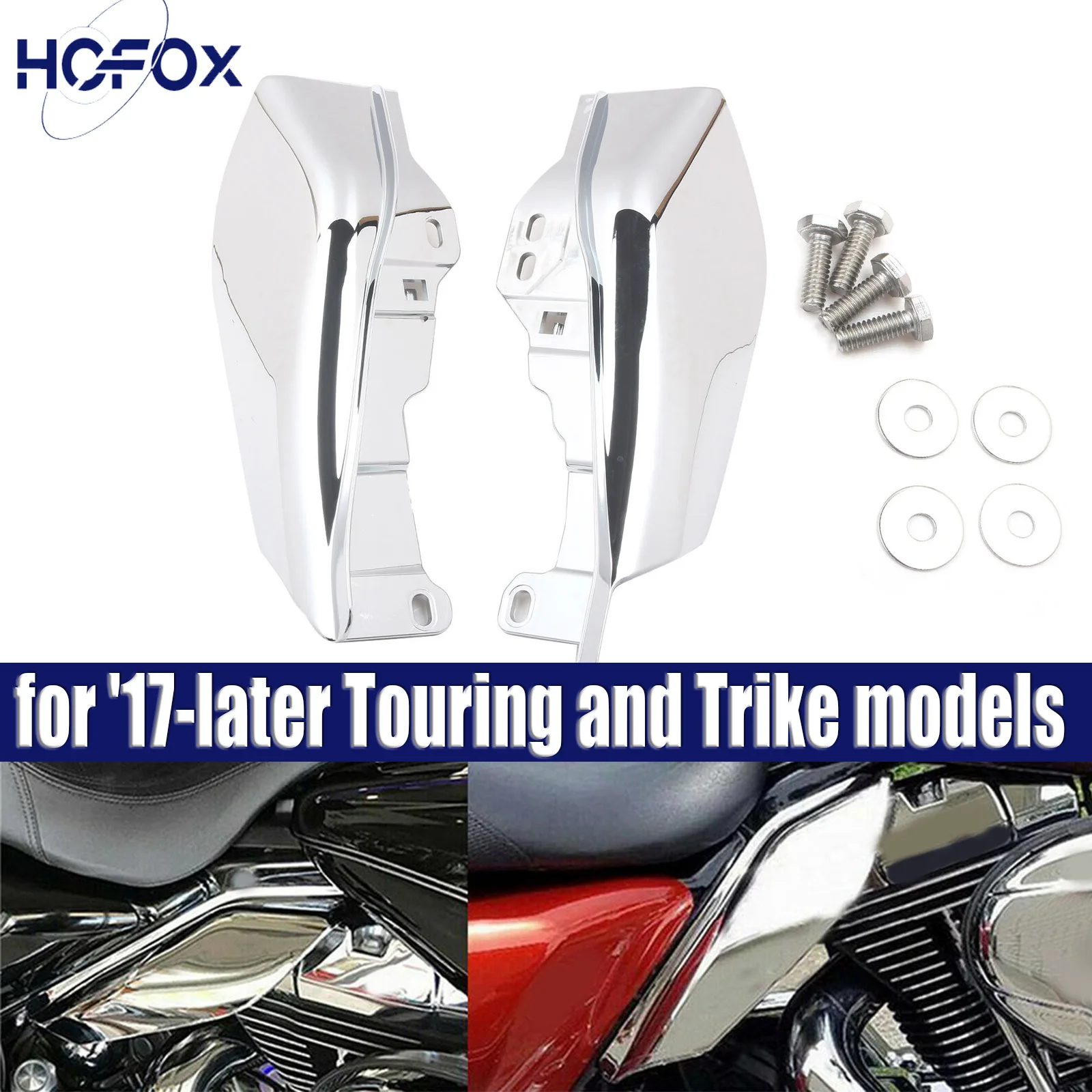 

Mid-Frame Air Deflectors（L & R）+ bolts for Touring and Trike models 2017-later Motorcycle Heat Shield Mid-Frame Air Deflectors