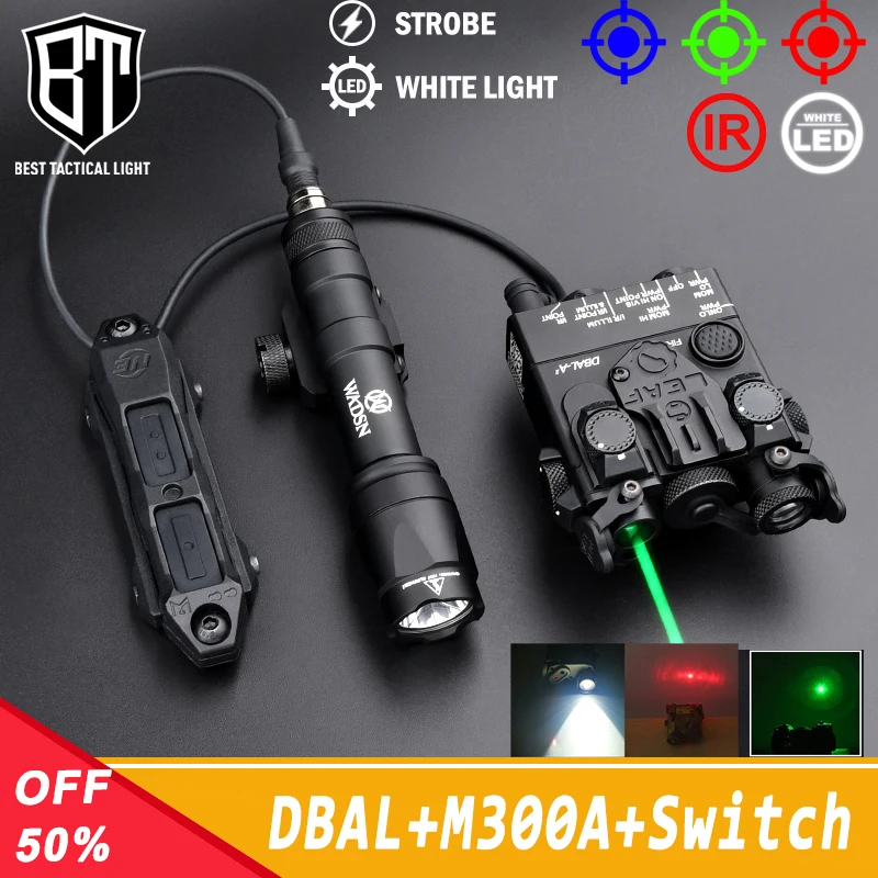 WADSN Tactical Metal DBAL-A2 Red Green Blue Laser IR Dot Aimimg Sight Strobe Light M300A Flashlight 400lumen Airsoft Accessroy