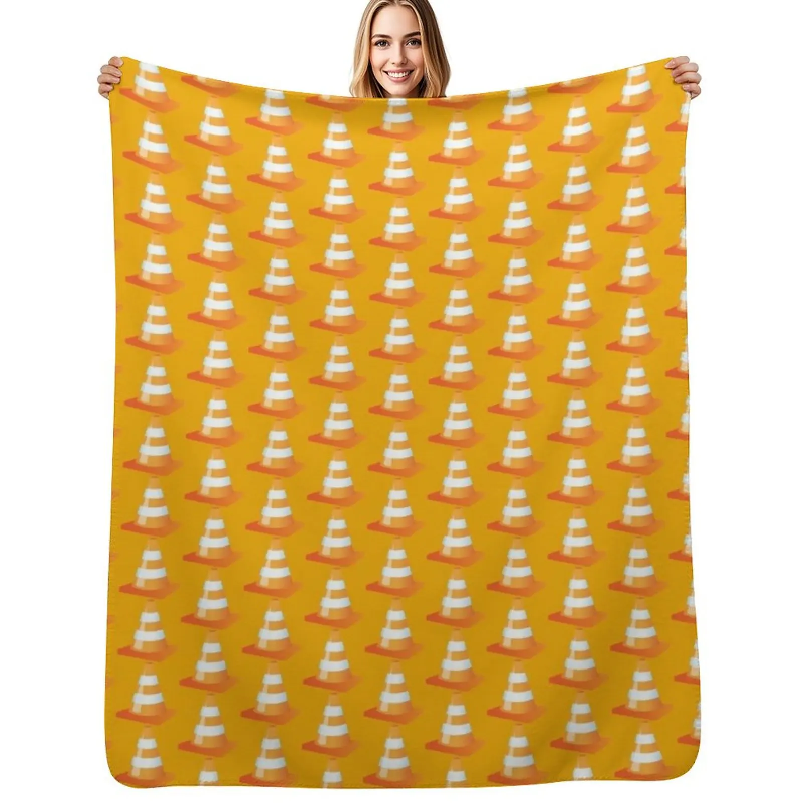 Traffic Cone Funny Road Marker Roadworks Design Throw Blanket Decorative Sofa Extra Large Throw Stuffeds Flannel Fabric Blankets