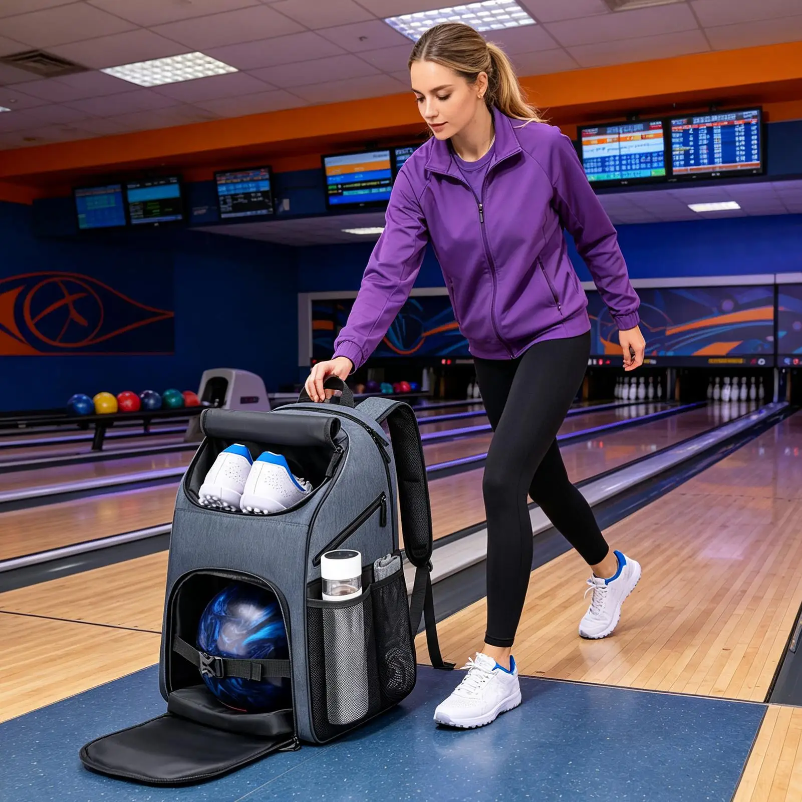 Bowling Bags Multi-Pocket Waterproof Sports Accessories Single Ball Bowling Backpack For Men Players Athlete Towel Shoes