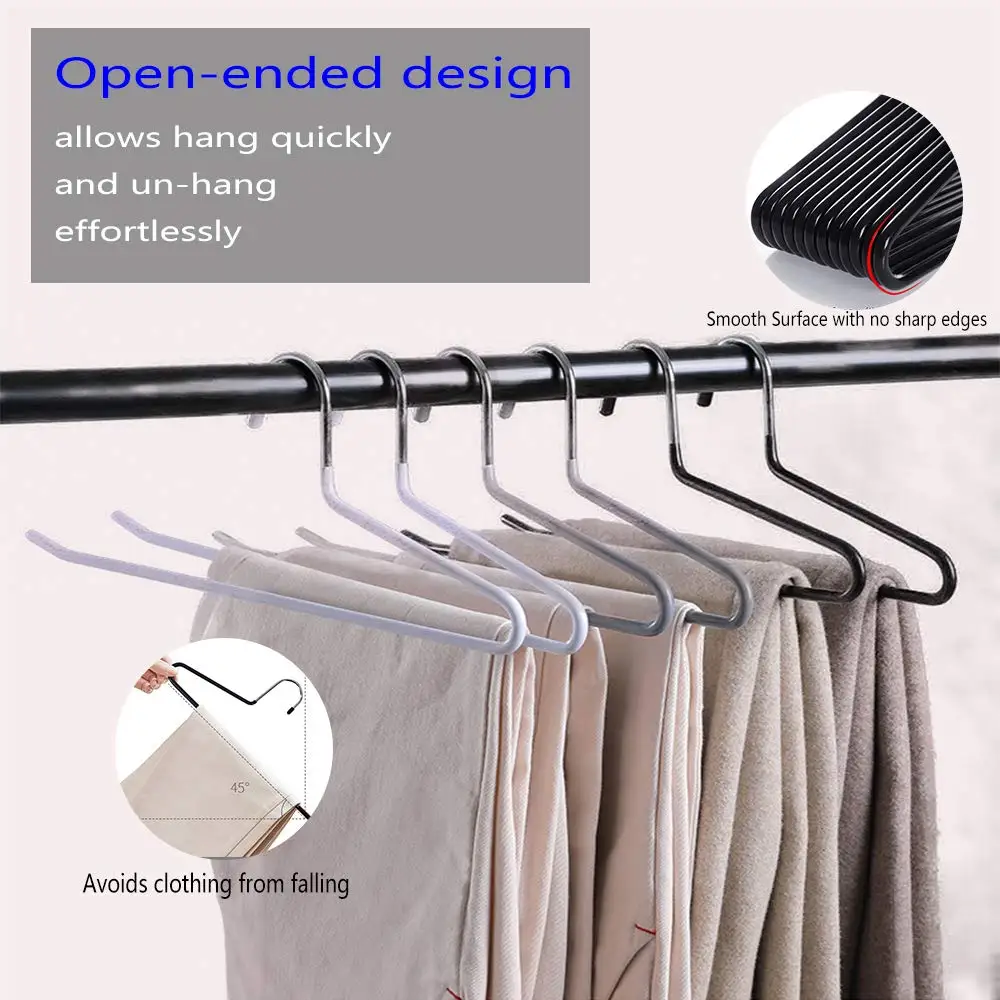 5pcs Open Ended Metal Jeans Hangers Space Saving Hanger for Pants Closet Storage Organizer for Clothes Leggings Trousers Slacks