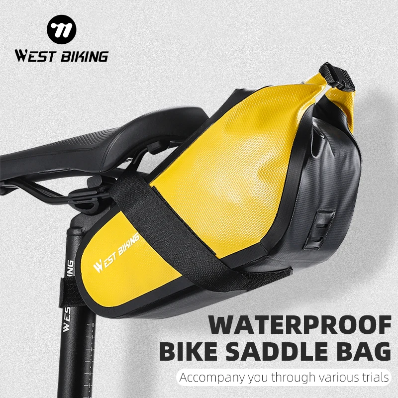 WEST BIKING Waterproof Bicycle Saddle Bag MTB Road Bike Shockproof Cycling Tools Pannier Seatpost Basket Bag Bike Accessories